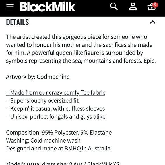 Blackmilk Godmachine Art Skull in Crown LS Oversized BFT Size Medium M NWT - Picture 9 of 16